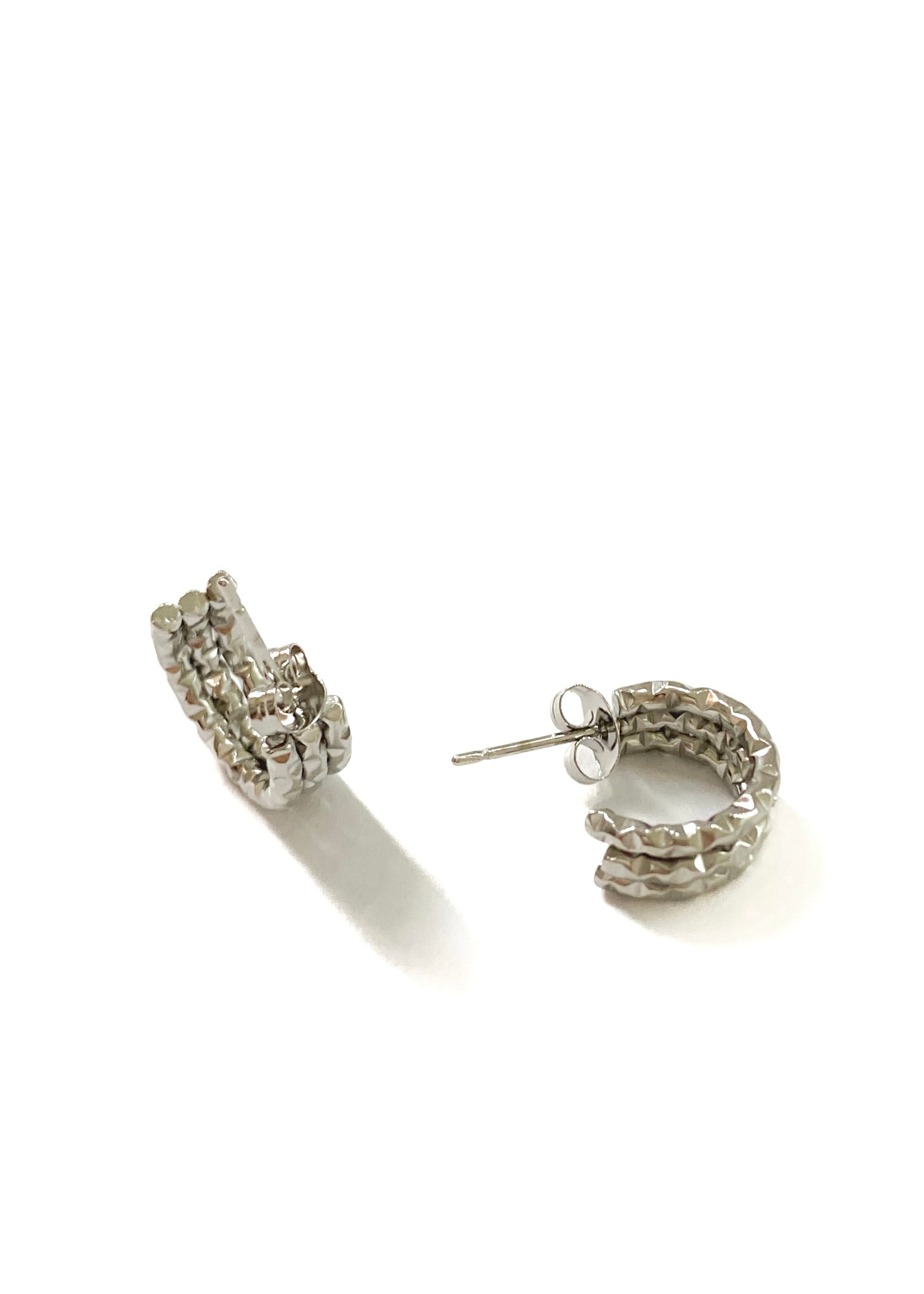 Mini rough silver earrings.